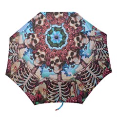 Grateful Dead Hippie Peace Roses Rock Music Legend Folding Umbrellas by Tsamara