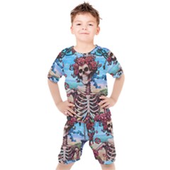 Grateful Dead Hippie Peace Roses Rock Music Legend Kids  T-shirt And Shorts Set by Tsamara