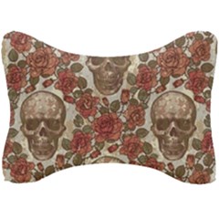 Skull And Roses Flowee Flora Floral Patterns Pattern Seat Head Rest Cushion by Tsamara
