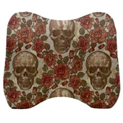 Skull And Roses Flowee Flora Floral Patterns Pattern Velour Head Support Cushion by Tsamara