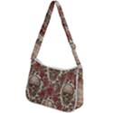 Skull And Roses Flowee Flora Floral Patterns Pattern Zip Up Shoulder Bag View2