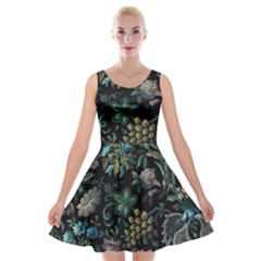Pattern Flower Plants Leaves Nature Velvet Skater Dress by Tsamara
