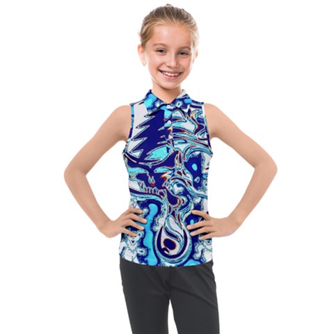 Trippy Dippy Bears Blue Dancing Greatful Dead Skull Steal Your Face Kids  Sleeveless Polo T-shirt by Salmanaz77