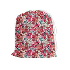 Red Flowers Drawstring Pouch (xl) by DinkovaArt