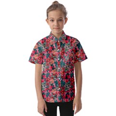Red Flowers 2 Kids  Short Sleeve Shirt by DinkovaArt