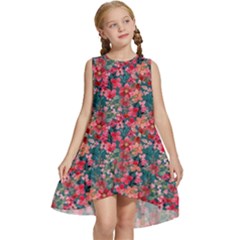 Red Flowers 2 Kids  Frill Swing Dress by DinkovaArt