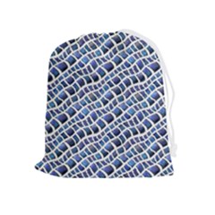 Blue Snake Drawstring Pouch (xl) by DinkovaArt