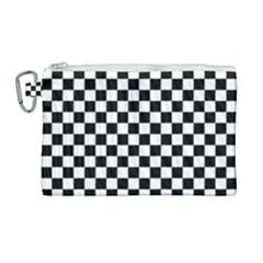 Pattern Checkered Squares Black White Pattern Canvas Cosmetic Bag (large) by Sabxi