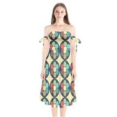 Circles Round Pattern Sphere Ball Shoulder Tie Bardot Midi Dress by Sabxi