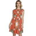 Background Abstract Cap Sleeve High Waist Dress View1