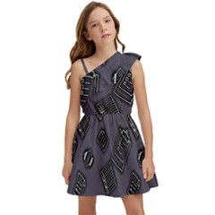 Background Wallpaper Pattern Notes Kids  One Shoulder Party Dress by Sabxi