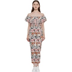 Foxs Bardot Ruffle Jumpsuit by DinkovaArt