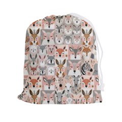 Mix Animal Faces Drawstring Pouch (2xl) by DinkovaArt