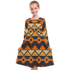 Aztec Mexico Inca Mayan Design Kids  Midi Sailor Dress by Tsamara
