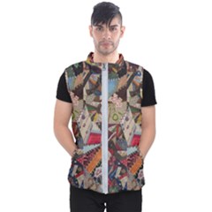 Background Embroidery Pattern Stitches Abstract Men s Puffer Vest by Ket1n9