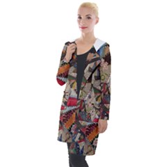 Background Embroidery Pattern Stitches Abstract Hooded Pocket Cardigan by Ket1n9