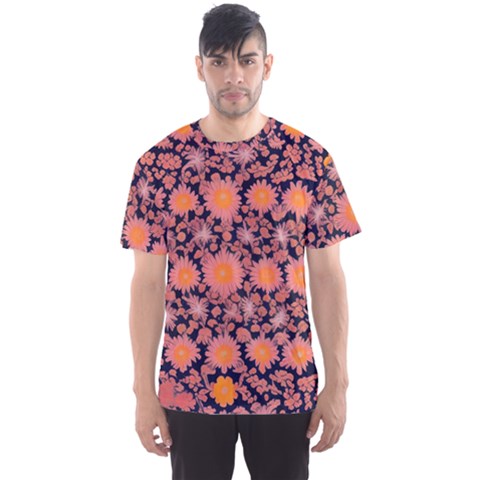 Mid Century Retro Floral 1970s 1960s Pattern 74 Men s Sport Mesh T-shirt by violetheavensky