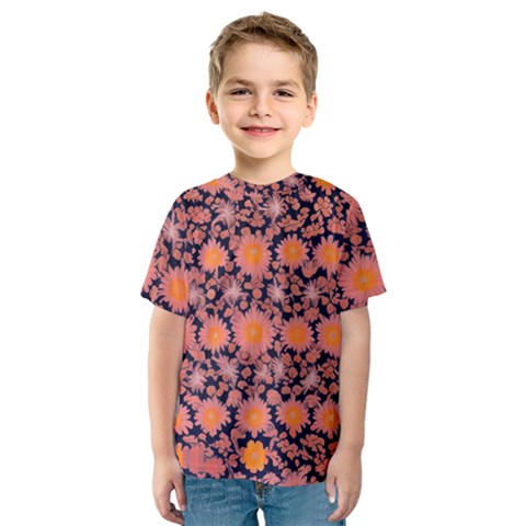 Mid Century Retro Floral 1970s 1960s Pattern 74 Kids  Sport Mesh T-shirt by violetheavensky