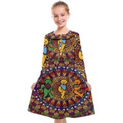 Grateful Dead Psychedelic Bears Kids  Midi Sailor Dress by Tsamara