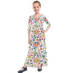 Owenjones Chinese 02 Bright-001 Kids  Quarter Sleeve Maxi Dress by Pixelchicken
