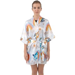 Bluey Half Sleeve Satin Kimono  by avitendut