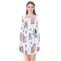 Bluey, Bluey Merch, Bluey Pattern, Bluey Bluey, Bingo, Bluey Design, Bluey Dog Long Sleeve V-neck Flare Dress by avitendut