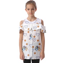 Bluey, Bluey Merch, Bluey Pattern, Bluey Bluey, Bingo, Bluey Design, Bluey Dog Fold Over Open Sleeve Top by avitendut