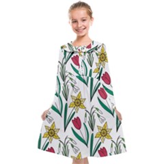 Flowers Bloom Pattern Spring Kids  Midi Sailor Dress by Tsamara