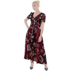 Abstract Pattern Background Button Up Short Sleeve Maxi Dress by Tsamara