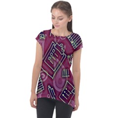 Abstract Art Pattern Design Background Cap Sleeve High Low Top by Grandong