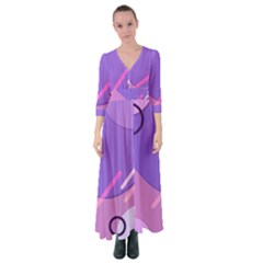 Colorful Labstract Wallpaper Theme Button Up Maxi Dress by Apen