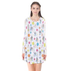 Bluey, Bluey Merch, Bluey Pattern, Bluey Bluey, Bingo, Bluey Design, Bluey Dog Long Sleeve V-neck Flare Dress by avitendut