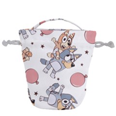 Bluey, Bluey Merch, Bluey Pattern, Bluey Bluey, Bingo, Bluey Design, Bluey Dog Drawstring Bucket Bag by avitendut