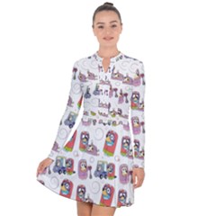 Bluey, Bluey Merch, Bluey Pattern, Bluey Bluey, Bingo, Bluey Design, Bluey Dog Long Sleeve Panel Dress by avitendut