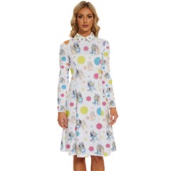 Bluey, Bluey Merch, Bluey Pattern, Bluey Bluey, Bingo, Bluey Design, Bluey Dog Long Sleeve Shirt Collar A-line Dress by avitendut