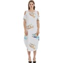 Bluey, Bluey merch, Bluey pattern, Bluey Bluey, bingo, Bluey design, bluey dog Cold Shoulder Loose Fit Dress With Pockets View1