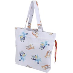 Bluey, Bluey Merch, Bluey Pattern, Bluey Bluey, Bingo, Bluey Design, Bluey Dog Drawstring Tote Bag by avitendut