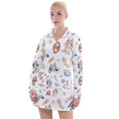 Bluey, Bluey Merch, Bluey Pattern, Bluey Bluey, Bingo, Bluey Design, Bluey Dog Women s Long Sleeve Casual Dress by avitendut