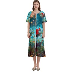 Flowers Detail Painting Nature Women s Cotton Short Sleeve Nightgown by Anend