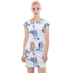 Bluey, Bluey Merch, Bluey Pattern, Bluey Bluey, Bingo, Bluey Design, Bluey Dog Cap Sleeve Bodycon Dress by avitendut