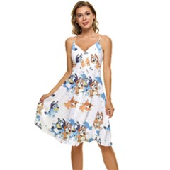 Bluey, Bluey Merch, Bluey Pattern, Bluey Bluey, Bingo, Bluey Design, Bluey Dog Sleeveless Tie Front Chiffon Dress by avitendut