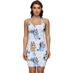 Bluey, Bluey Merch, Bluey Pattern, Bluey Bluey, Bingo, Bluey Design, Bluey Dog Sleeveless Wide Square Neckline Ruched Bodycon Dress by avitendut