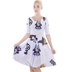 Bluey, Bluey Merch, Bluey Pattern, Bluey Bluey, Bingo, Bluey Design, Bluey Dog Quarter Sleeve A-line Dress With Pockets by avitendut