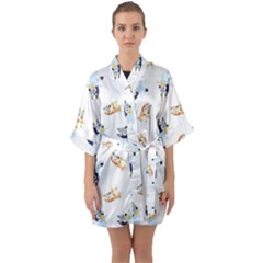 Bluey, Bluey Merch, Bluey Pattern, Bluey Bluey, Bingo, Bluey Design, Bluey Dog Half Sleeve Satin Kimono  by avitendut