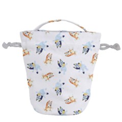 Bluey, Bluey Merch, Bluey Pattern, Bluey Bluey, Bingo, Bluey Design, Bluey Dog Drawstring Bucket Bag by avitendut