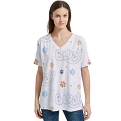 Bluey, Bluey Merch, Bluey Pattern, Bluey Bluey, Bingo, Bluey Design, Bluey Dog V-neck Split Shoulder Casual T-shirt by avitendut