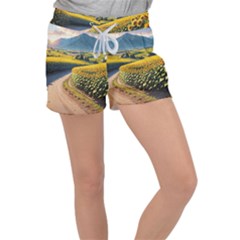 Sunflowers Flowers Nature Women s Velour Lounge Shorts by Anend