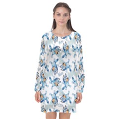 Bluey, Bluey Merch, Bluey Pattern, Bluey Bluey, Bingo, Bluey Design, Bluey Dog Long Sleeve Chiffon Shift Dress  by avitendut