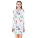 Bluey, Bluey merch, Bluey pattern, Bluey Bluey, bingo, Bluey design, bluey dog Long Sleeve V-neck Flare Dress View1