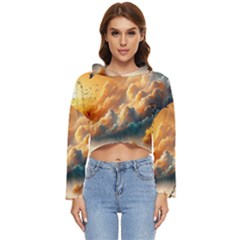 Nature Storm Painting Women s Lightweight Cropped Hoodie by Anend